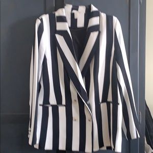 Black and white striped blazer.